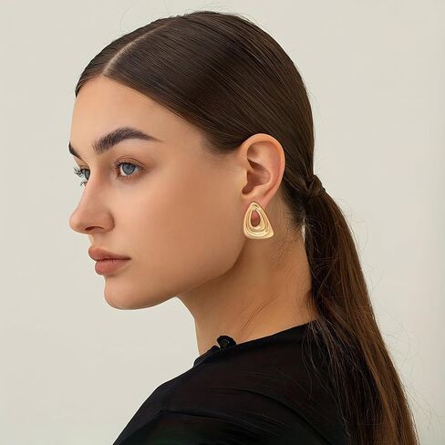 Gold Geometric Dangle Earrings Statement Earrings for Women Fashion Jewelry in Kuwait