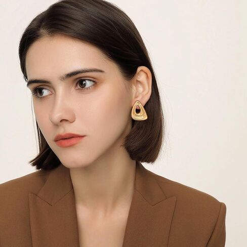 Gold Geometric Dangle Earrings Statement Earrings for Women Fashion Jewelry in Kuwait