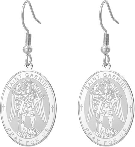 TEAMER Saint Gabriel Dangle Earrings Guardian Blessing Hope & Protection St. Gabriel Archangel Earrings Amulet Religious Jewelry For Women in Saudi Arabia