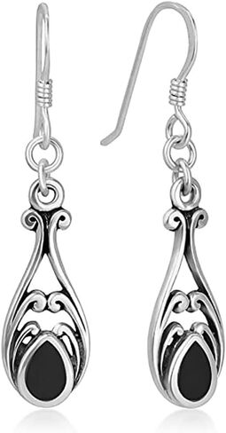Vintage Women Drop Earrings with Pear Shaped Black Enamel Daily Wear Party Retro Jewelry in Saudi Arabia