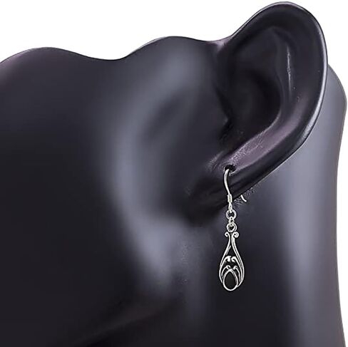 Vintage Women Drop Earrings with Pear Shaped Black Enamel Daily Wear Party Retro Jewelry in Saudi Arabia