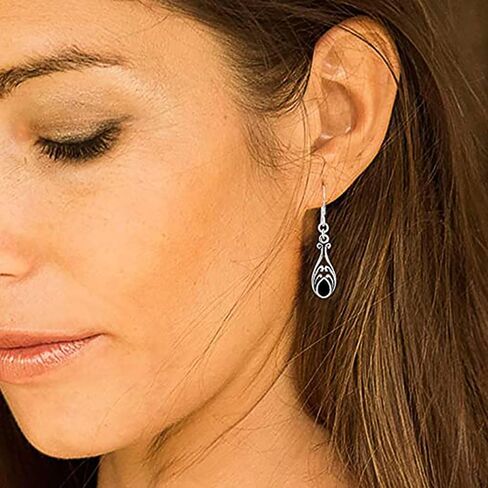 Vintage Women Drop Earrings with Pear Shaped Black Enamel Daily Wear Party Retro Jewelry in Saudi Arabia