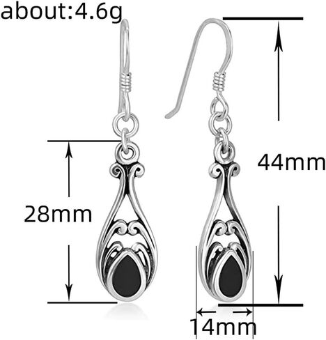 Vintage Women Drop Earrings with Pear Shaped Black Enamel Daily Wear Party Retro Jewelry in Saudi Arabia