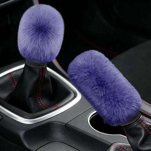 Car Gear Shift Knob Cover and Handbrake Cover, Artificial Plush Warm Handbrake Gear Cover, Automotive Handbrake Cover Gear Shift Knob Protector Set Accessories for Men Women (Pink) in Saudi Arabia