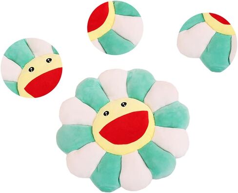 وسادة قطيفة على شكل زهرة عباد الشمس - قطيفة ناعمة ومريحة مبتسمة - وسادة وجه مبتسمة وسادة قطيفة على شكل زهرة الشمس الملونة - ديكور غرفة نوم المنزل (أخضر) in Kuwait