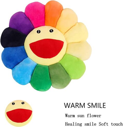 وسادة قطيفة على شكل زهرة عباد الشمس - قطيفة ناعمة ومريحة مبتسمة - وسادة وجه مبتسمة وسادة قطيفة على شكل زهرة الشمس الملونة - ديكور غرفة نوم المنزل (أخضر) in Kuwait