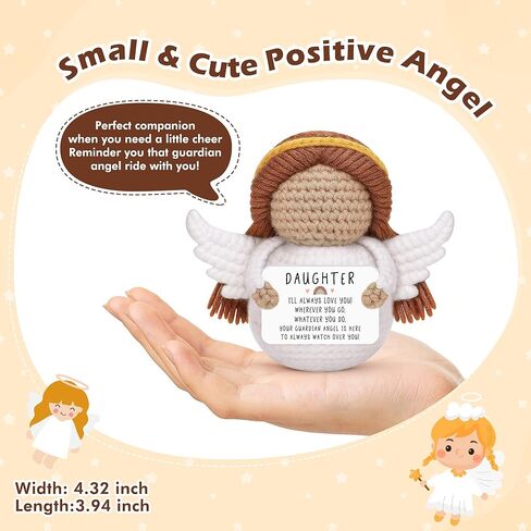 Easter Basket Essentials Stuffers for Teens Daughter Adult Kids, Handmade Crochet Guardian Angel, Graduation Mothers Day Birthday Encouragement Present from Mom Dad, Sympathy Comfort Spiritual Decor in Kuwait