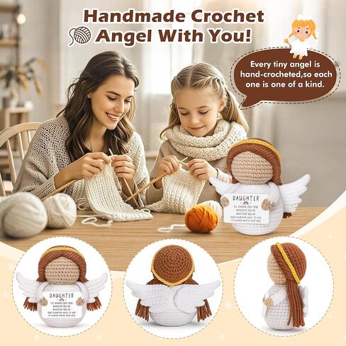 Easter Basket Essentials Stuffers for Teens Daughter Adult Kids, Handmade Crochet Guardian Angel, Graduation Mothers Day Birthday Encouragement Present from Mom Dad, Sympathy Comfort Spiritual Decor in Kuwait