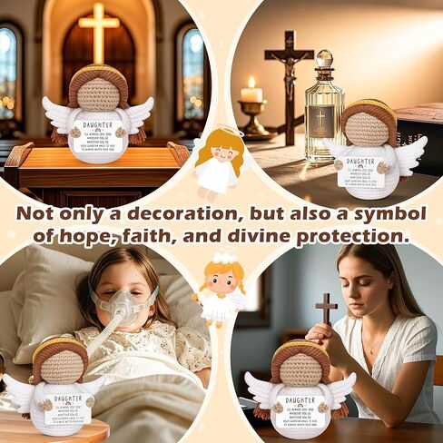 Easter Basket Essentials Stuffers for Teens Daughter Adult Kids, Handmade Crochet Guardian Angel, Graduation Mothers Day Birthday Encouragement Present from Mom Dad, Sympathy Comfort Spiritual Decor in Kuwait