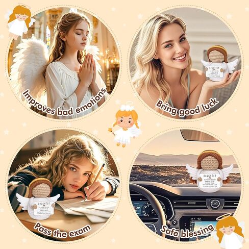 Easter Basket Essentials Stuffers for Teens Daughter Adult Kids, Handmade Crochet Guardian Angel, Graduation Mothers Day Birthday Encouragement Present from Mom Dad, Sympathy Comfort Spiritual Decor in Kuwait