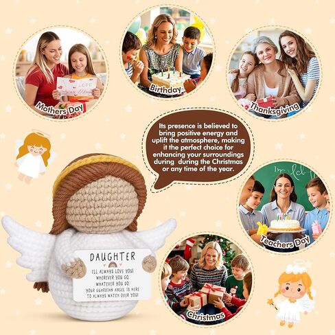 Easter Basket Essentials Stuffers for Teens Daughter Adult Kids, Handmade Crochet Guardian Angel, Graduation Mothers Day Birthday Encouragement Present from Mom Dad, Sympathy Comfort Spiritual Decor in Kuwait