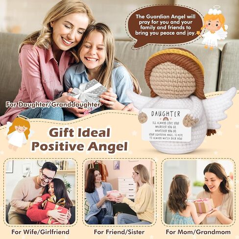 Easter Basket Essentials Stuffers for Teens Daughter Adult Kids, Handmade Crochet Guardian Angel, Graduation Mothers Day Birthday Encouragement Present from Mom Dad, Sympathy Comfort Spiritual Decor in Kuwait
