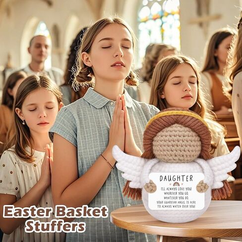 Easter Basket Essentials Stuffers for Teens Daughter Adult Kids, Handmade Crochet Guardian Angel, Graduation Mothers Day Birthday Encouragement Present from Mom Dad, Sympathy Comfort Spiritual Decor in Kuwait