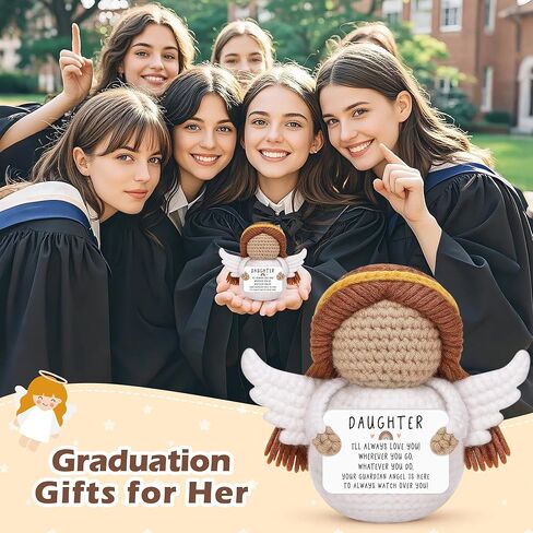 Easter Basket Essentials Stuffers for Teens Daughter Adult Kids, Handmade Crochet Guardian Angel, Graduation Mothers Day Birthday Encouragement Present from Mom Dad, Sympathy Comfort Spiritual Decor in Kuwait