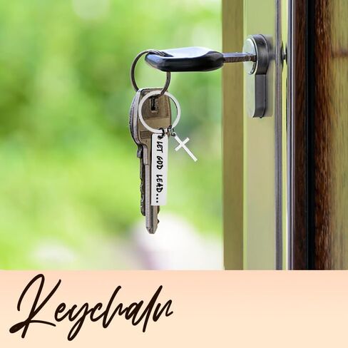 Inspirational Christian Gifts for Women Men Family Friends Coworker Cross Keychain for Women Men Faith Based Gifts Idea Let God Lead Keychain Gift Engraved 2Pcs in Saudi Arabia