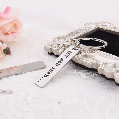 Inspirational Christian Gifts for Women Men Family Friends Coworker Cross Keychain for Women Men Faith Based Gifts Idea Let God Lead Keychain Gift Engraved 2Pcs in Saudi Arabia