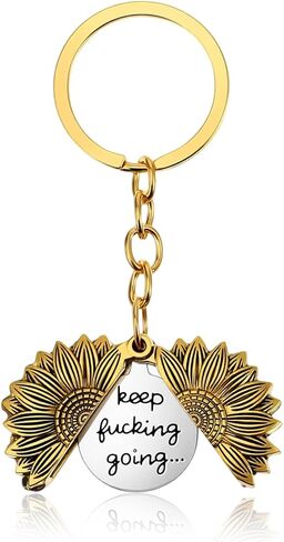Sunflower Keep Fucking Going Keychain, Inspirational Keychain For Women Encouragement Motivational Keychains Inspirational Gifts For Men Boys Girls Son Daughter Gifts For Birthday in Saudi Arabia