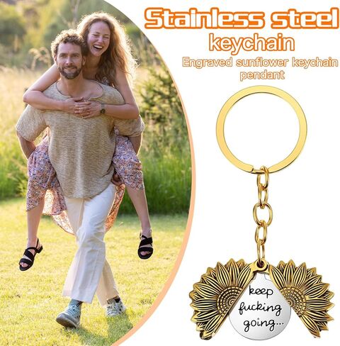 Sunflower Keep Fucking Going Keychain, Inspirational Keychain For Women Encouragement Motivational Keychains Inspirational Gifts For Men Boys Girls Son Daughter Gifts For Birthday in Saudi Arabia