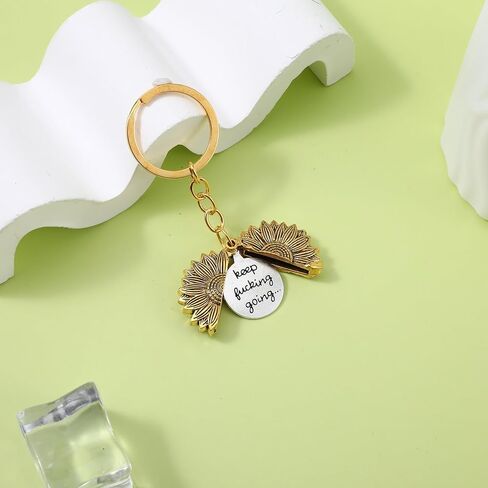 Sunflower Keep Fucking Going Keychain, Inspirational Keychain For Women Encouragement Motivational Keychains Inspirational Gifts For Men Boys Girls Son Daughter Gifts For Birthday in Saudi Arabia