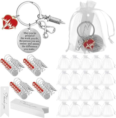 75 PCS Stainless Steel Nurse Keychains, May You Be Inspirational Gifts Set for Nurses with Organza Bags, Motivational Key Rings for Nurse Appreciation Days, Gifts for Friends, Family and Colleagues in Saudi Arabia
