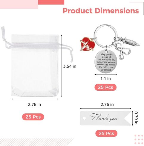 75 PCS Stainless Steel Nurse Keychains, May You Be Inspirational Gifts Set for Nurses with Organza Bags, Motivational Key Rings for Nurse Appreciation Days, Gifts for Friends, Family and Colleagues in Saudi Arabia