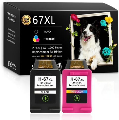 HP67/67XL Ink Cartridges Black/Color Combo Pack Compatible with HP Printer DeskJet 2700 2700e 4200 4200e 2742 2800e 2827 2852 2855e 4100 4100e 4155e 4227 4255e HP Envy 6455 6455e 6000, 6055 in Saudi Arabia