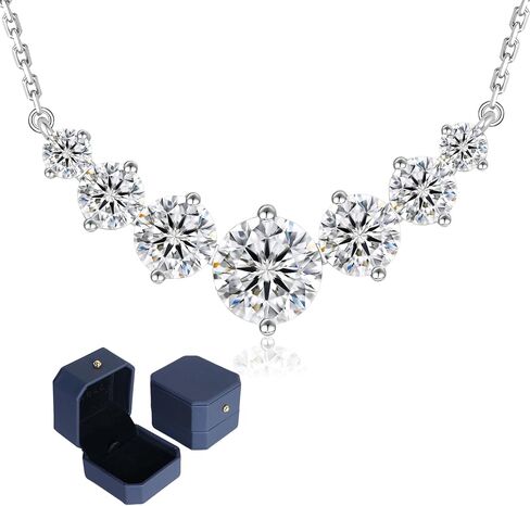 krkc مويسانيتي قلادة قلادة للنساء، 1.7ct / 2.8ct / 5ct مختبر خلق قلادة الماس هدية رومانسية الذكرى السنوية لها، VVS1 وضوح D اللون، قابل للتعديل S925 سلسلة الفضة الاسترليني 14K الذهب الأبيض مطلي، هدايا عيد ميلاد للزوجة أمي ابنة، عيد الحب in Kuwait