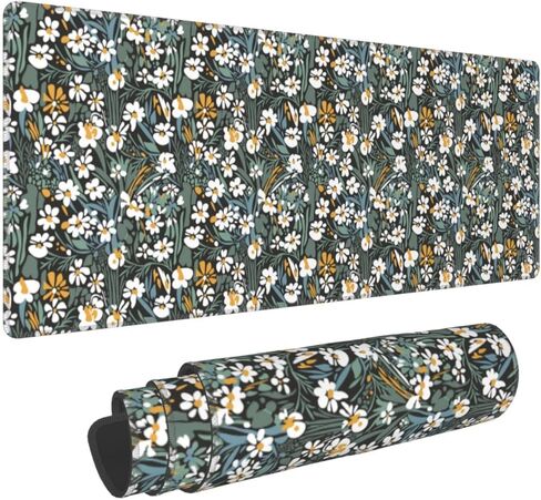 Large Mouse Pads for Desk, Extended Floral Gaming Mousepad for Women Office Gifts, Funny XL Big Stitched Waterproof Nonslip Flower Computer Mats Deskmat for Keyboard and Laptop, 31.5 * 11.8 in in Saudi Arabia