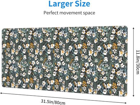Large Mouse Pads for Desk, Extended Floral Gaming Mousepad for Women Office Gifts, Funny XL Big Stitched Waterproof Nonslip Flower Computer Mats Deskmat for Keyboard and Laptop, 31.5 * 11.8 in in Saudi Arabia
