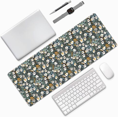 Large Mouse Pads for Desk, Extended Floral Gaming Mousepad for Women Office Gifts, Funny XL Big Stitched Waterproof Nonslip Flower Computer Mats Deskmat for Keyboard and Laptop, 31.5 * 11.8 in in Saudi Arabia