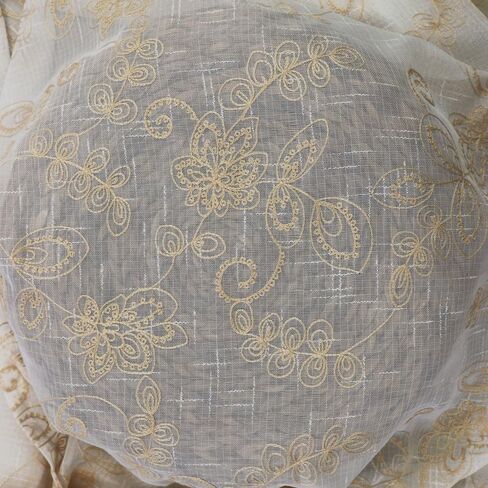 مجموعة SLOW SOUL مكونة من لوحتين من ستائر الزهور الشفافة المصنوعة من الكتان الصناعي والزهور شبه الشفافة المطرزة لغرفة النوم وغرفة المعيشة وجيب القضيب 52 عرضًا × 72 طولًا بوصة in Kuwait