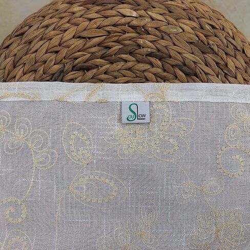 مجموعة SLOW SOUL مكونة من لوحتين من ستائر الزهور الشفافة المصنوعة من الكتان الصناعي والزهور شبه الشفافة المطرزة لغرفة النوم وغرفة المعيشة وجيب القضيب 52 عرضًا × 72 طولًا بوصة in Kuwait