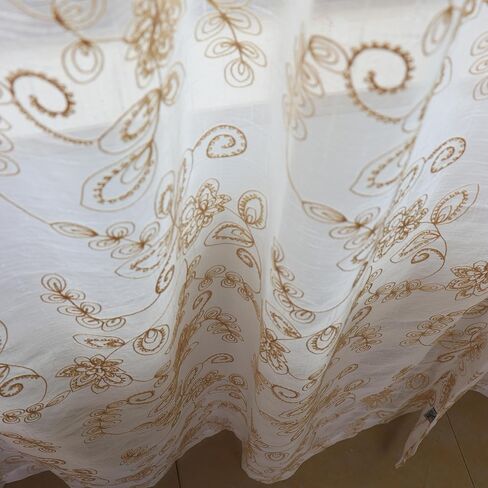 مجموعة SLOW SOUL مكونة من لوحتين من ستائر الزهور الشفافة المصنوعة من الكتان الصناعي والزهور شبه الشفافة المطرزة لغرفة النوم وغرفة المعيشة وجيب القضيب 52 عرضًا × 72 طولًا بوصة in Kuwait