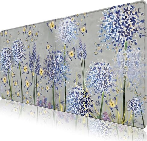 AIMSA Large Mouse Pad, Pink Floral Desk Mat for Desktop, Women Girls Flowers XXL Large Desk Mousepad, Gaming Mouse Pads with Stitched Edges for Office Home (Black) in Kuwait