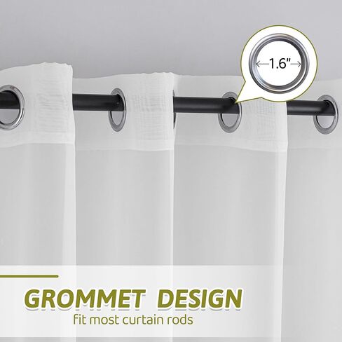 Extra Long Sheer Curtains, Grommet Light Flitering High Ceiling Two Story Curtains for Living Room(White, 1 Panel, 52"X204") in Kuwait