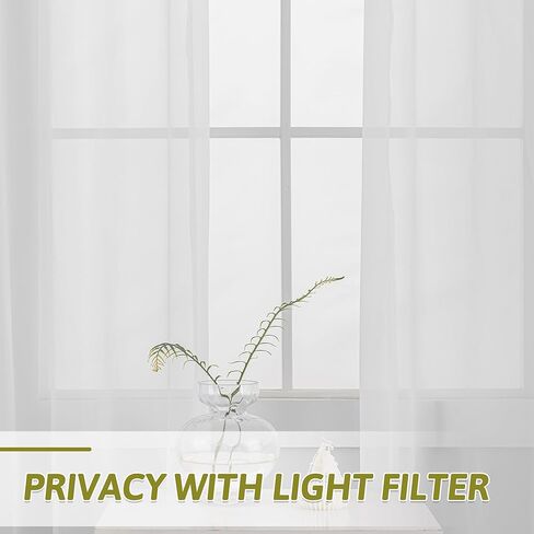 Extra Long Sheer Curtains, Grommet Light Flitering High Ceiling Two Story Curtains for Living Room(White, 1 Panel, 52"X204") in Kuwait
