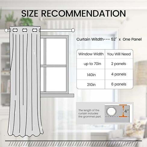 Extra Long Sheer Curtains, Grommet Light Flitering High Ceiling Two Story Curtains for Living Room(White, 1 Panel, 52"X204") in Kuwait