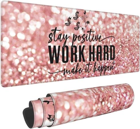 وسادات ماوس كبيرة للمكتب، لوحة ماوس ألعاب مزينة بالزهور ممتدة للنساء كهدايا مكتبية، سجادة كمبيوتر مضحكة مقاس XL كبيرة الحجم مقاومة للماء غير قابلة للانزلاق للوحة المفاتيح والكمبيوتر المحمول، 31.5 * 11.8 بوصة in Kuwait