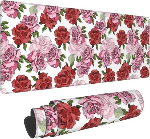 Large Mouse Pads for Desk, Extended Floral Gaming Mousepad for Women Office Gifts, Funny XL Big Stitched Waterproof Nonslip Flower Computer Mats Deskmat for Keyboard and Laptop, 31.5 * 11.8 in in Saudi Arabia