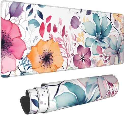 Large Mouse Pads for Desk, Extended Floral Gaming Mousepad for Women Office Gifts, Funny XL Big Stitched Waterproof Nonslip Flower Computer Mats Deskmat for Keyboard and Laptop, 31.5 * 11.8 in in Saudi Arabia