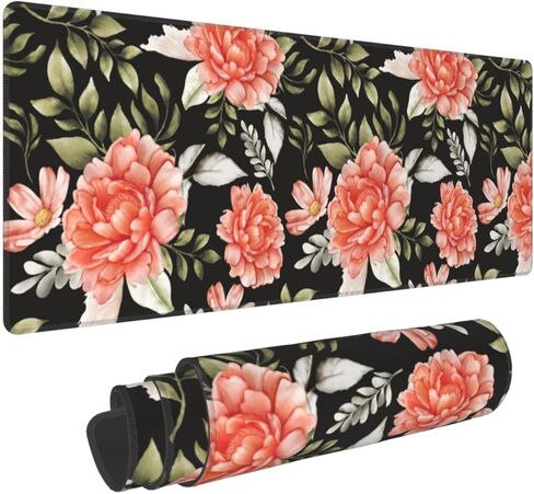 Large Mouse Pads for Desk, Extended Floral Gaming Mousepad for Women Office Gifts, Funny XL Big Stitched Waterproof Nonslip Flower Computer Mats Deskmat for Keyboard and Laptop, 31.5 * 11.8 in in Saudi Arabia