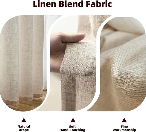 Natural Linen Blend Curtain Fabric Sample Booklet, Customizable in 38 Colors & Any Size | Header Styles | Blackout Lining | Memory Pleated （38 Colors, 4" W x 6" L ） in Saudi Arabia