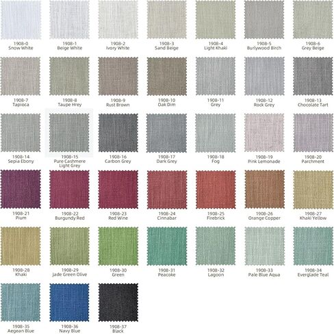 Natural Linen Blend Curtain Fabric Sample Booklet, Customizable in 38 Colors & Any Size | Header Styles | Blackout Lining | Memory Pleated （38 Colors, 4" W x 6" L ） in Saudi Arabia