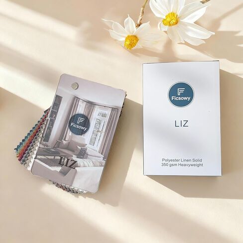Natural Linen Blend Curtain Fabric Sample Booklet, Customizable in 38 Colors & Any Size | Header Styles | Blackout Lining | Memory Pleated （38 Colors, 4" W x 6" L ） in Saudi Arabia