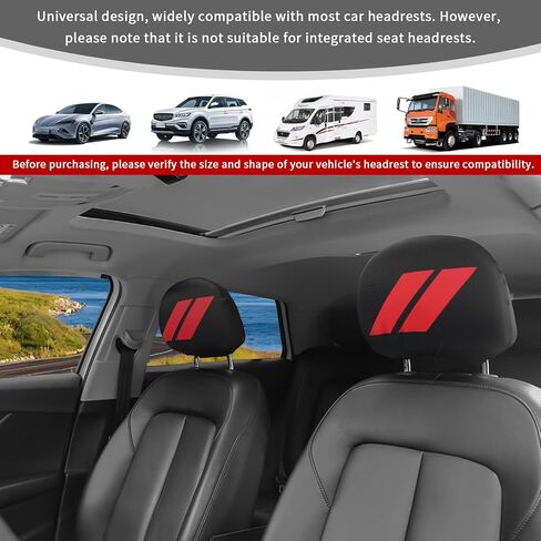 قطعتان من غطاء مسند رأس السيارة من البوليستر الناعم، أغطية مسند رأس أنيقة للسيارات كحماية وتزيين لمساند الرأس، غطاء مسند رأس عالمي لملحقات السيارة الداخلية in Kuwait