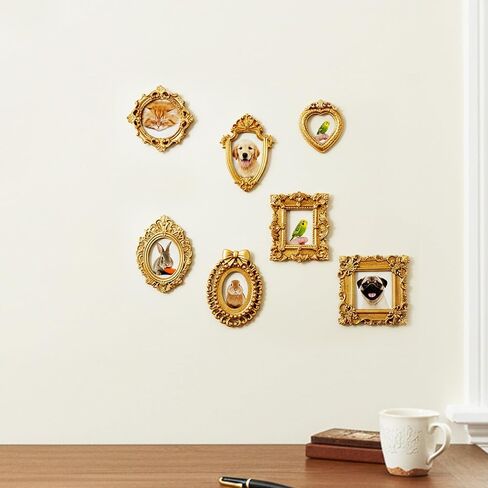 14 Pcs Gold Vintage Resin Mini Antique Photo Frame Mini Gold Picture Frames Small Frames DIY Small Picture Frame for Table Top DIY Jewelry Display Photography Photo Party Home Decoration in Kuwait