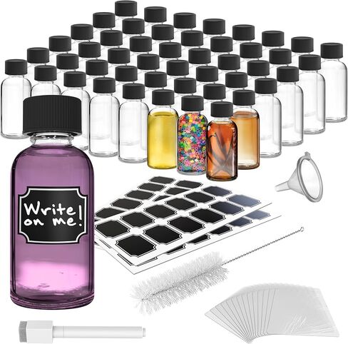 Nevlers 24PK 2oz Small Glass Bottles with Lids | Clear Boston Round Juice Shot Bottles with Caps | Ginger Shots Bottles, Wellness Shot Glass, Bottles Vanilla Extract Bottles & Mini Liquor Bottles in Kuwait
