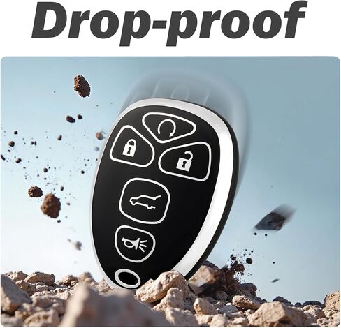 for Chevrolet Key Fob Cover with Leather Keychain, Soft TPU Key Fob Case Fit for Chevy Suburban Tahoe Traverse Buick Enclave Cadillac Escalade GMC Acadia Yukon Car Key (Silver Black) in Saudi Arabia