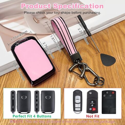 PIFOOG Key Fob Cover Fit for Mazda CX5 CX30 CX50 3 6 CX9 CX90 CX70 Pink 4 Button Car Keys Case Shell Keychain Protector Full Covers Accessories Girly Women Cute Black TPU in Saudi Arabia
