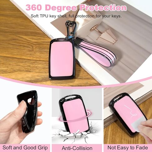 PIFOOG Key Fob Cover Fit for Mazda CX5 CX30 CX50 3 6 CX9 CX90 CX70 Pink 4 Button Car Keys Case Shell Keychain Protector Full Covers Accessories Girly Women Cute Black TPU in Saudi Arabia